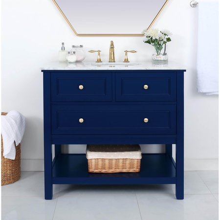 Elegant Decor 36 Inch Single Bathroom Vanity In Blue VF27036BL